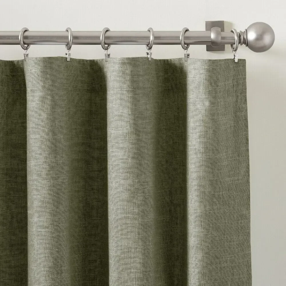 Pottery Barn Emery Linen Blackout Curtain Loden Green Window Panel Drape NWT